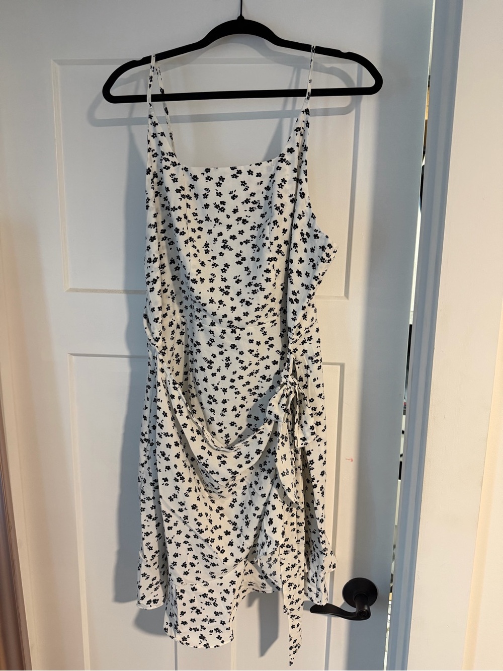 White Floral Tie-Waist Slip Dress